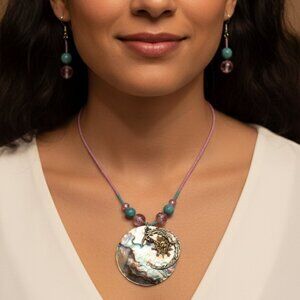 🌙 Sun Moon Abalone Shell Turquoise Jewelry Set 🌙